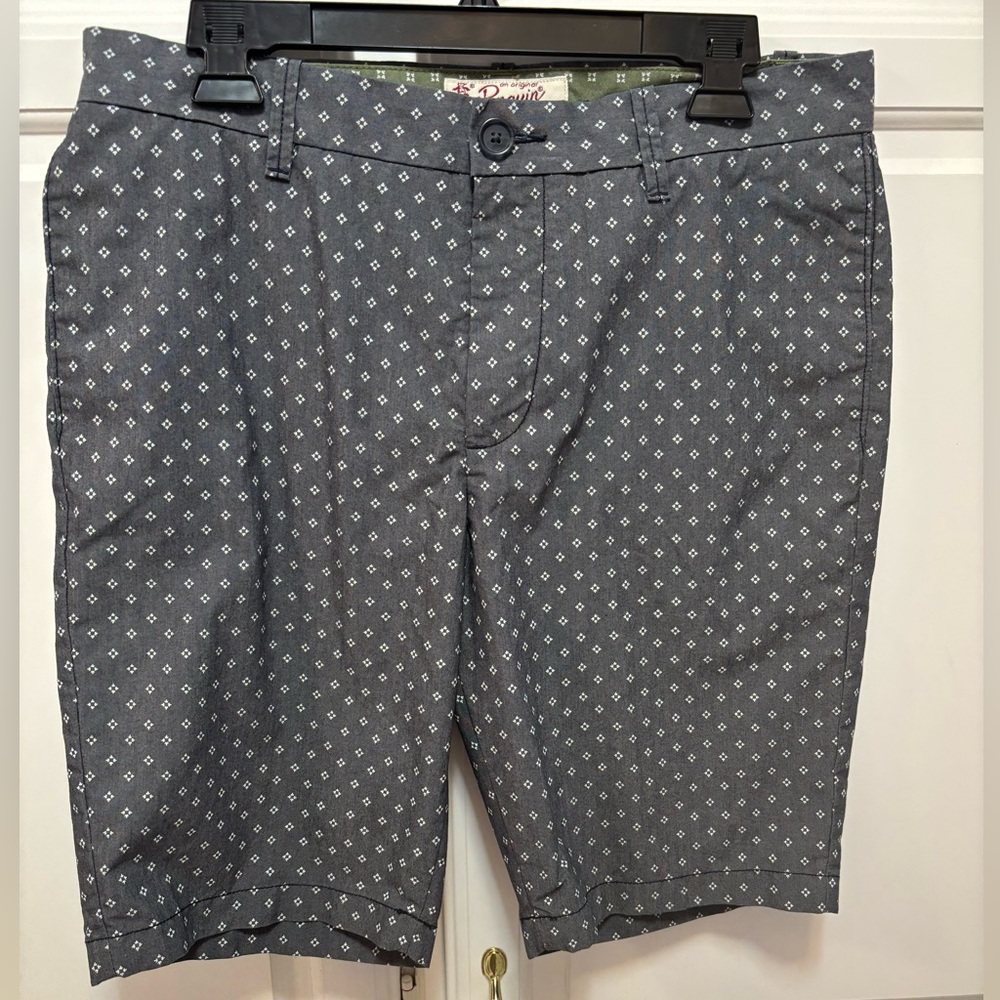 Original Penguin Gray White Pattern Flat Front Casual Shorts Men’s Size 32